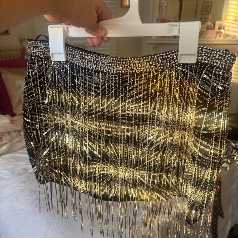 Retrofete Black Beatrix Sequin Skirt - Picture 2 of 4